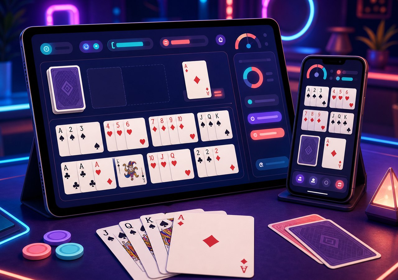 Free rummy practice interface with cards and dashboard